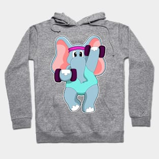 Elephant at Strength training with Dumbbells Hoodie